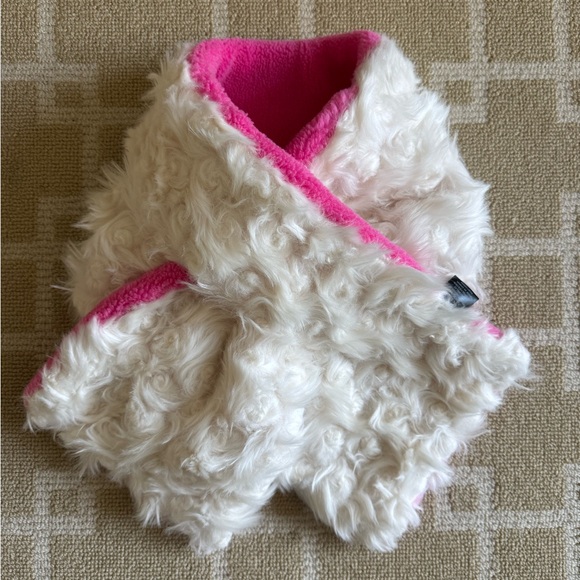 NWT Heurueh Hybrid Pull Thru Faux Fur Cozy Fleece Scarf Holiday Gift White Pink - Picture 8 of 10